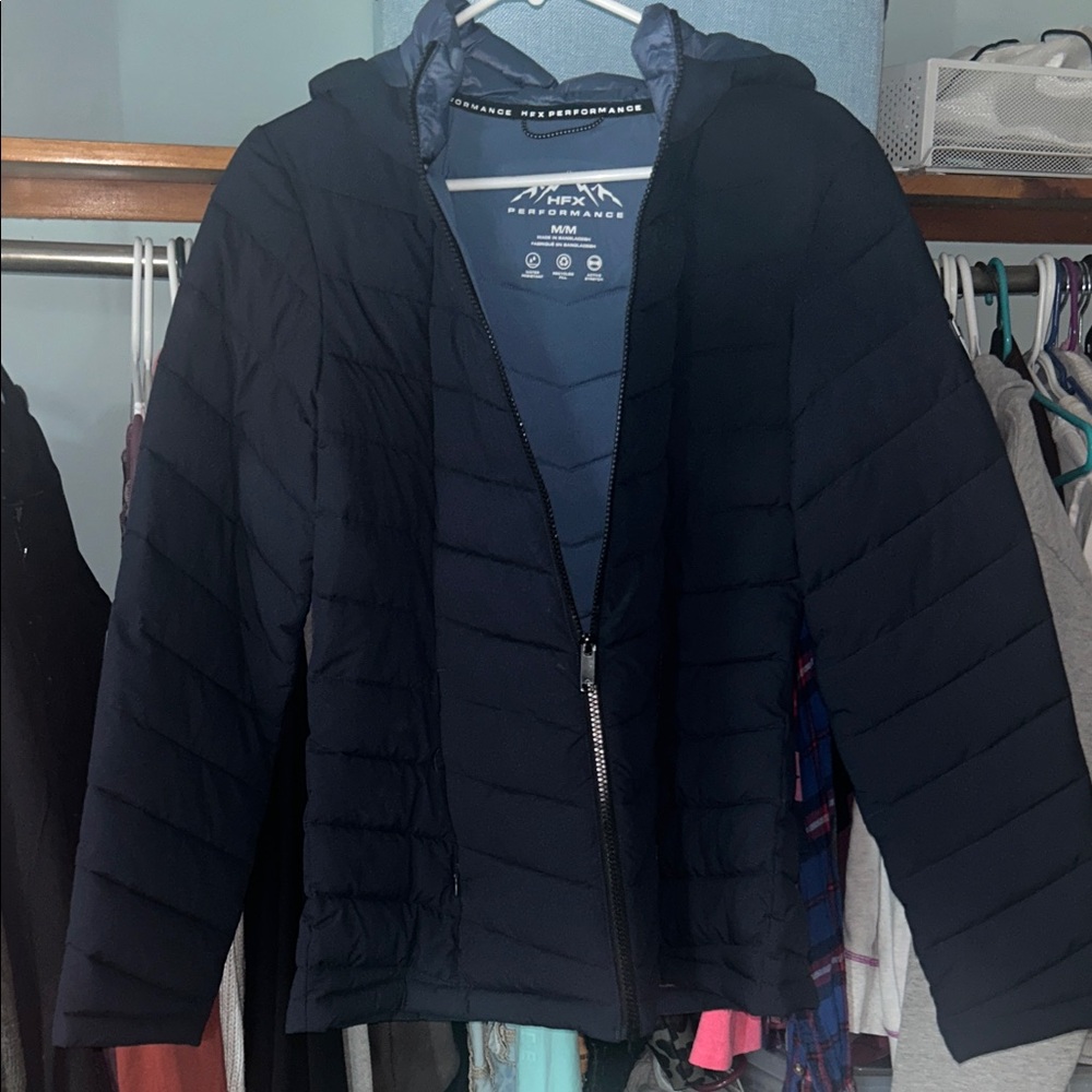 Men's Navy Puffer Jacket with Hood